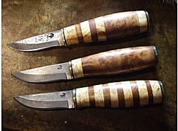 Hand forged damascus steel blade, Various composite wood handles